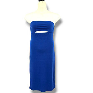 Rolla Coster LA Women's Cut Out Sleeveless Ribbed Knit Stretch Midi Dress Blue L